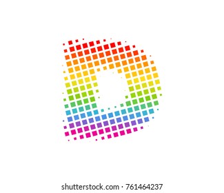 Halftone Square Letter D Icon Logo Design Element