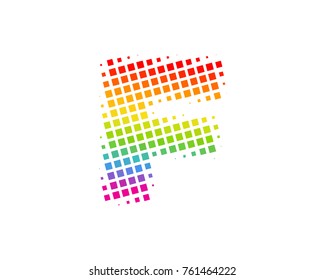 Halftone Square Letter F Icon Logo Design Element