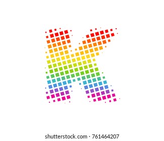 Halftone Square Letter K Icon Logo Design Element