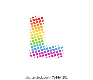 Halftone Square Letter L Icon Logo Design Element