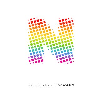 Halftone Square Letter N Icon Logo Design Element