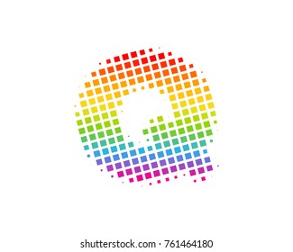 Halftone Square Letter Q Icon Logo Design Element