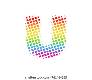 Halftone Square Letter U Icon Logo Design Element