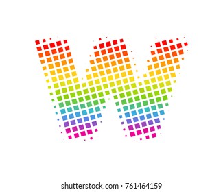 Halftone Square Letter W Icon Logo Design Element