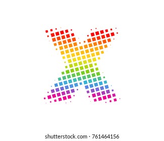 Halftone Square Letter X Icon Logo Design Element