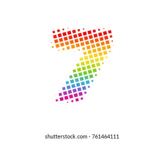 Halftone Square Number 7 Icon Logo Design Element