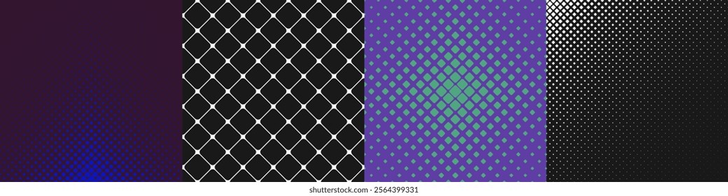 Halftone square pattern background set