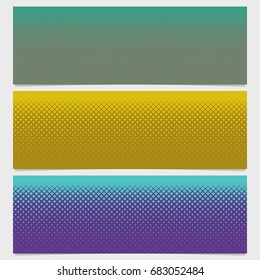 Halftone square pattern horizontal banner set - vector illustration from diagonal squares in varying sizes