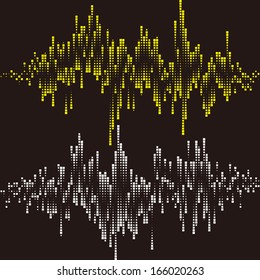 Halftone square vector elements.Vector sound waves. Music waveform background. You can use in club, radio, pub, party, concerts, recitals or the audio technology advertising background. 