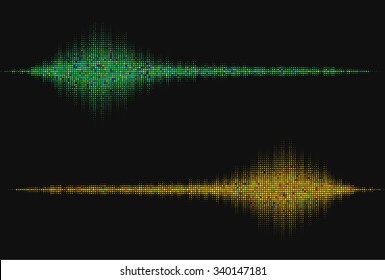 Halftone square vector elements.Vector sound waves. Music round waveform background. You can use in club, radio, pub, party, concerts, recitals or the audio technology advertising background.