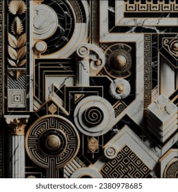 Cuadrados de semitono píxeles antiguos serpenteantes griegos texturaban el patrón 3d. Fondo de mosaico vector ornamental. Grupo de fondo de medio tono con patrones. Moderno adorno de moda digital de estilo étnico griego. Grunge textura.