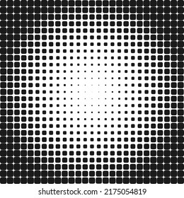 Halftone squircle square shapes texture pattern. A linear arrangement of rounded squares. Isolated on white background.