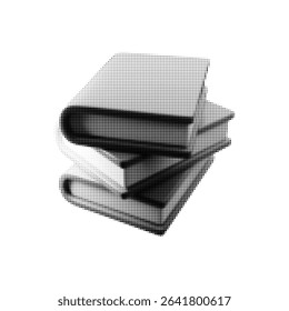 Halftone stack of books vector illustration, perfect for education, literature, and retro design themes. Stylish and versatile for digital and print projects.