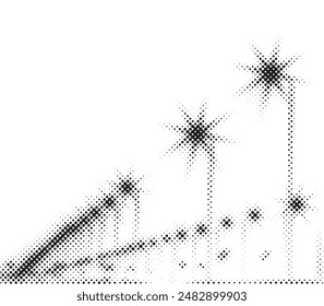 Halftone star burst effect background. Halftone light effect. glowing light burst. abstract grunge halftone dots background.