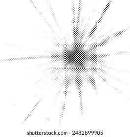 Halftone star burst effect background. Halftone light effect. glowing light burst. abstract grunge halftone dots background.