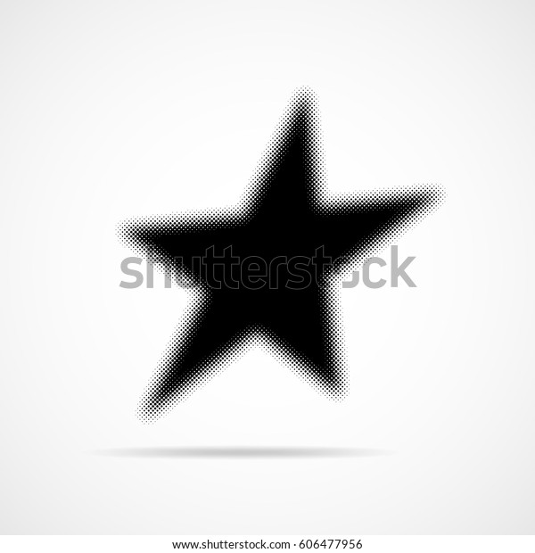 Halftone star icon. Vector illustration. Black\
flat star in halftone\
design.