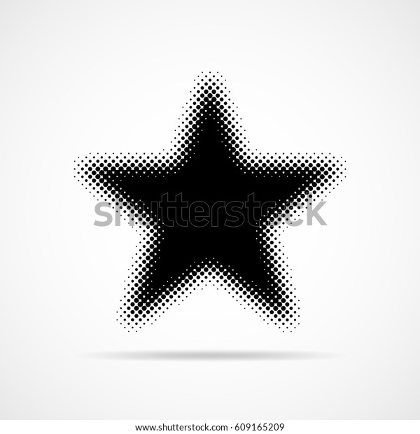 Halftone star icon. Vector illustration. Black
flat star in halftone
design.