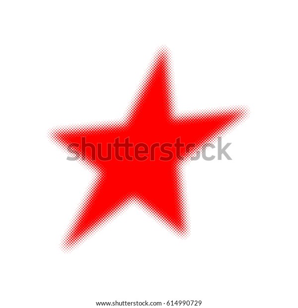 Halftone star icon. Vector illustration. Red flat\
star in halftone\
design.