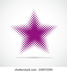 Halftone star on the gray background.Eps 10 vector file.