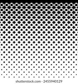 Halftone star pattern vector illustration. Geometric seamless pattern on isolated background. Round decrease sign concept.
