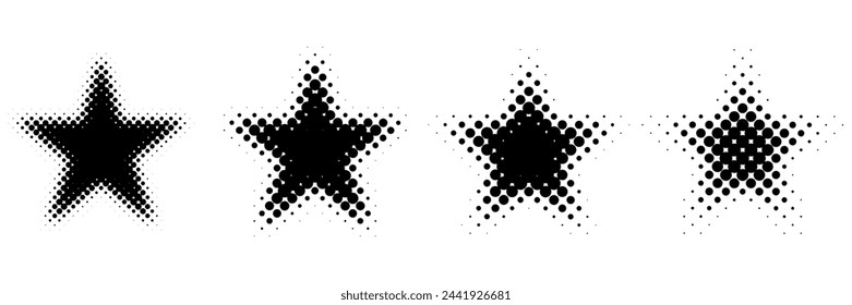 Conjunto de elementos de diseño de formas de estrellas de semitonos (monocromo)