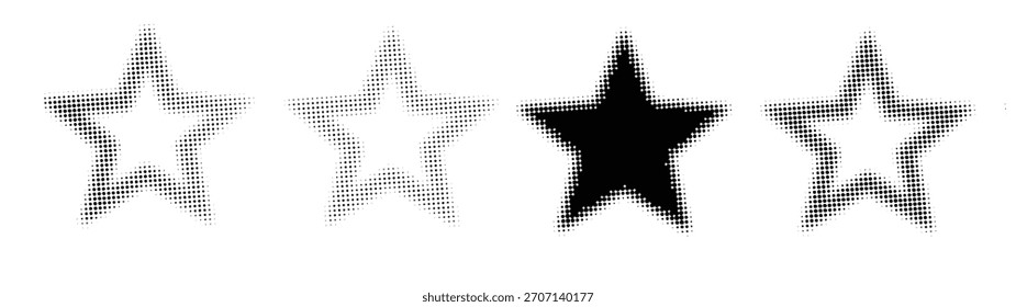 halftone stars icon set on white background 