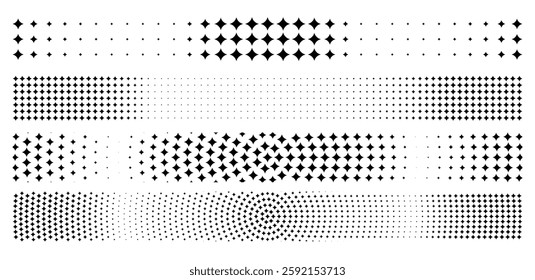 Halftone stars in varying sizes creating an abstract textured background