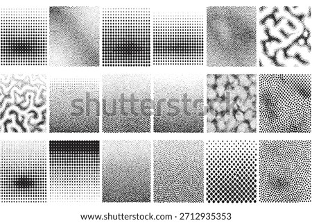 Halftone, Stipple, and Dot Gradient Pattern Vector Set: Black and White Texture Collection for Comic, Retro, and Graphic Design