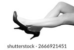 Halftone Stipple Effect Illustration of Elegant High Heels and Female Legs in Retro Aesthetic