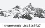 Halftone stipple effect on a mountain, for grunge punk y2k collage design, Brutalist noisy retro photocopy background with mound
