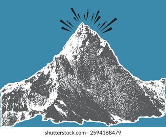 Halftone stipple effect on a mountain, for grunge punk y2k collage, Grunge Punk Mountain Silhouette with Halftone Stipple Effect 
