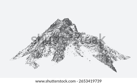 Halftone stipple effect on a mountain for a grunge punk Y2K collage design, Brutalist noisy retro photocopy background with mound. Vector illustration
