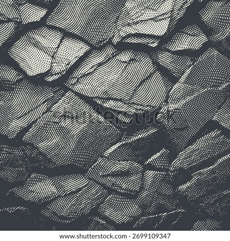 Halftone stone texture pattern in black and white – Abstract rock surface illustration.