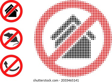 Halftone stop house. Dotted stop house constructed with small round elements. Vector illustration of stop house icon on a white background. Halftone array contains round pixels.
