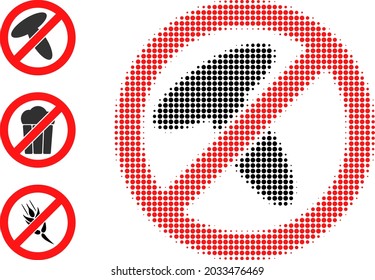 Halftone stop mushroom. Dotted stop mushroom made with small round dots. Vector illustration of stop mushroom icon on a white background. Halftone pattern contains round dots.