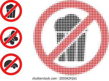 Halftone stop popcorn. Dotted stop popcorn designed with small circle points. Vector illustration of stop popcorn icon on a white background. Halftone array contains circle points.