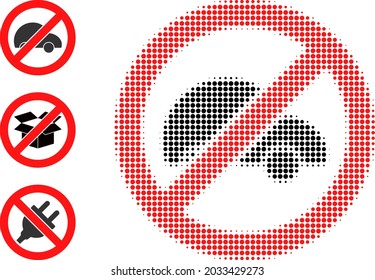 Halbmond Privatauto. Privatwagen mit Dotted-Stopp mit kleinen runden Artikeln. Vektorgrafik der anhaltenden privaten Auto-Symbol auf weißem Hintergrund. Halftone-Array enthält runde Elemente.