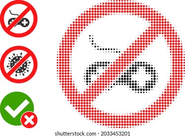 Halftone stop videogames. Dotted stop videogames constructed with small round points. Vector illustration of stop videogames icon on a white background. Halftone pattern contains round dots.