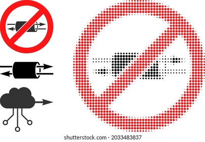 El semitono detiene la VPN. VPN de parada con puntos pequeños y redondos. Ilustración vectorial del icono parado de VPN en un fondo blanco. La matriz de semitono contiene píxeles redondos.