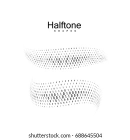 Halftone streaming binary code 3d shapes. Vector halftone wavy stream. Dynamic elements for design. Abstract illustration. Coding, cryptography or software development concept