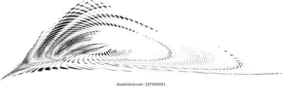 Halftone streamlined frame in the form of mixed concentric circles, semicircles and swirling radials of dots and spots. Space for copying text. Vector.