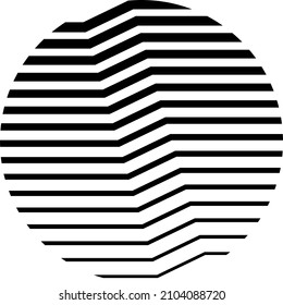 Halftone striped circles. Vector outline icon.