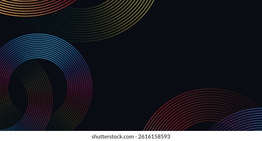 Halftone stripes frames set. Circle line texture isolated on black background. stripe spray texture. Vector abstract design element spiral circle sound wave vector stripes circle. colorful