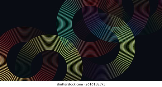Halftone stripes frames set. Circle line texture isolated on black background. stripe spray texture. Vector abstract design element spiral circle sound wave vector stripes circle. colorful