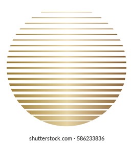 Halftone stripes golden background. Round golden background on white.