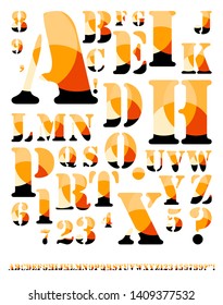 halftone style graphic alphabet in fire shades