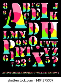 halftone style graphic alphabet in pop shades
