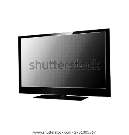 Halftone style illustration of modern widescreen television with stand, isolated display mockup for multimedia, streaming, entertainment, technology, or advertising design.