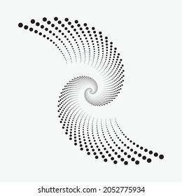 Halftone swirl circular design element. Fabric design element. Halftone circle dots texture. Vector design element for various purposes.