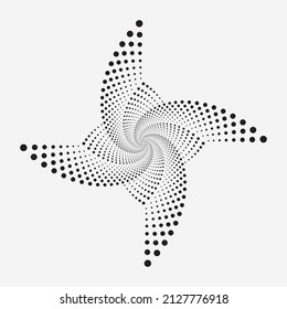 Halftone swirl circular design element. Fabric design element. Halftone circle dots texture, pattern, object. Vector design element.